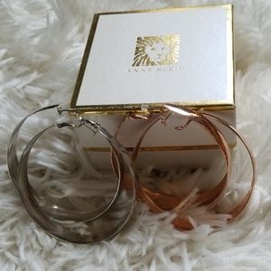 Women's Silver Plated and Rose Gold Hoop Earrings
